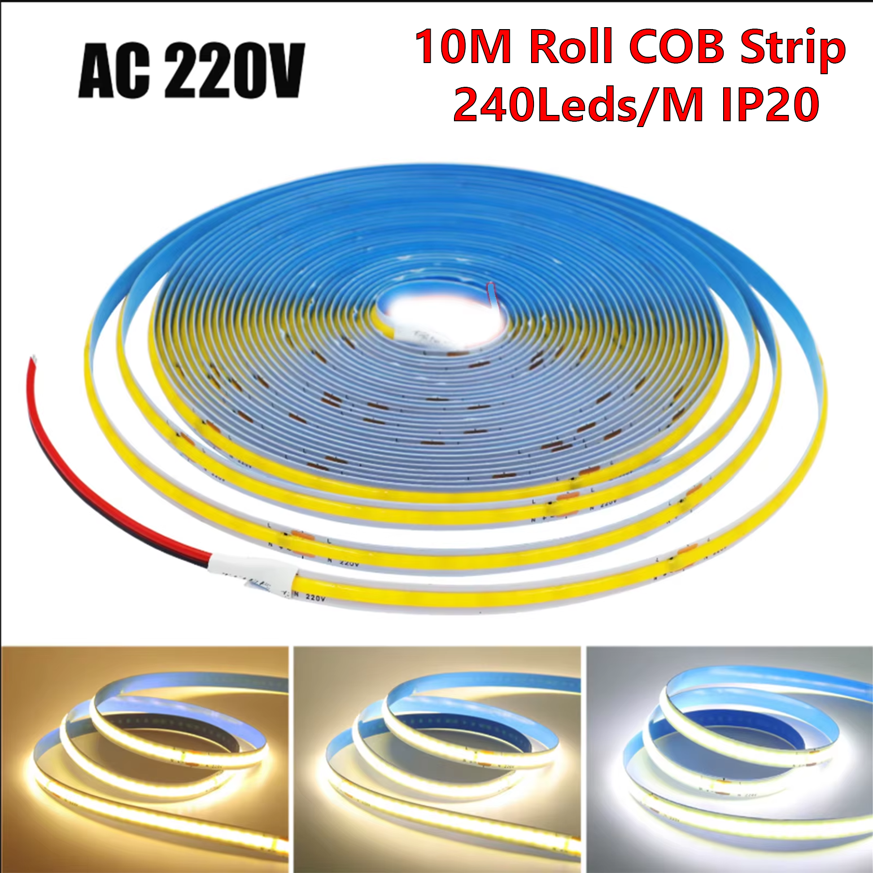 10-Meter AC 220V COB Strip Light