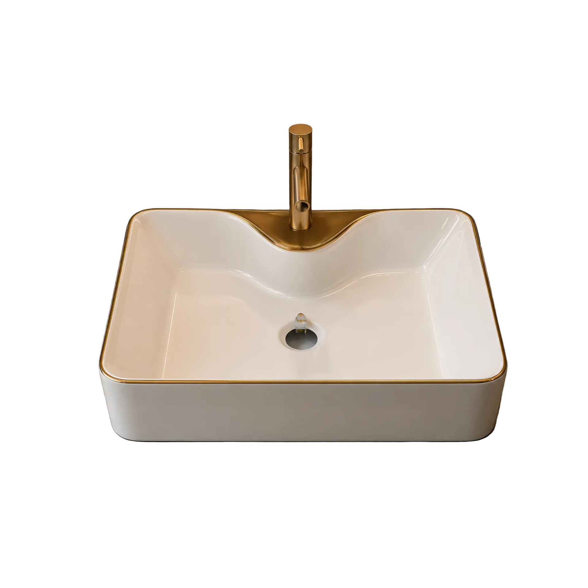Gold-Rimmed Countertop Basin Imported