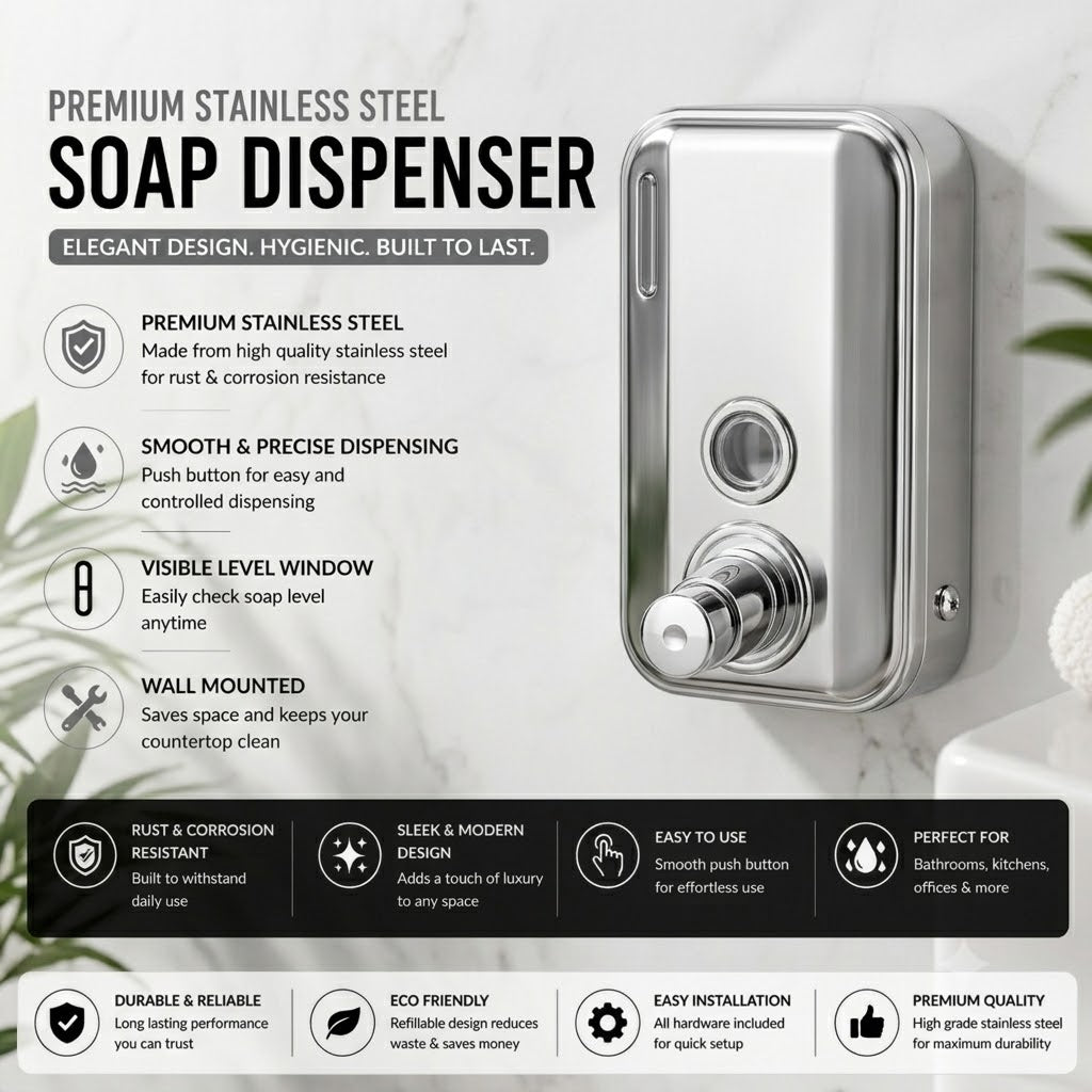 500ML STEEL LIQUID SOAP DISPENSER
