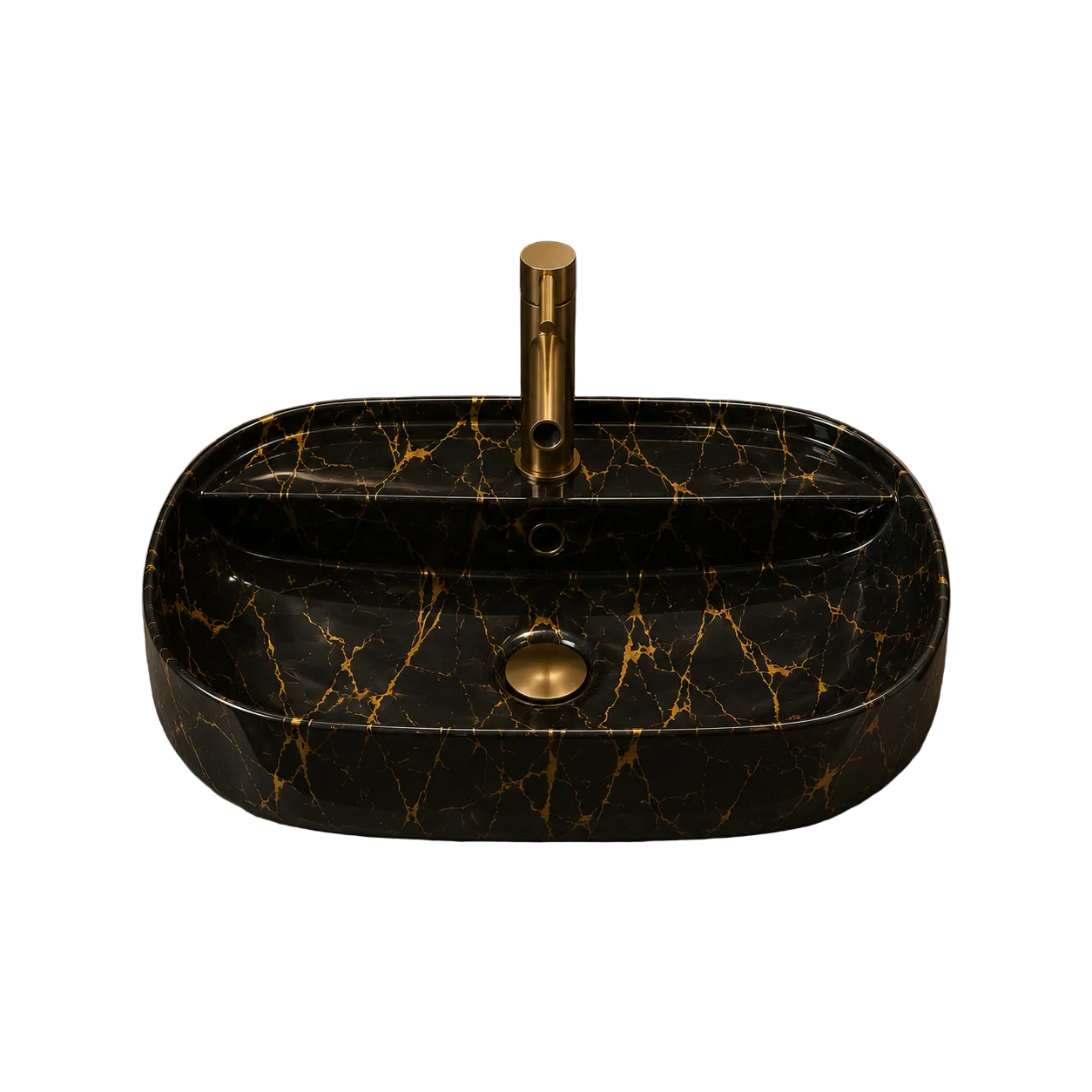 Black and Gold Marble Basin Imported