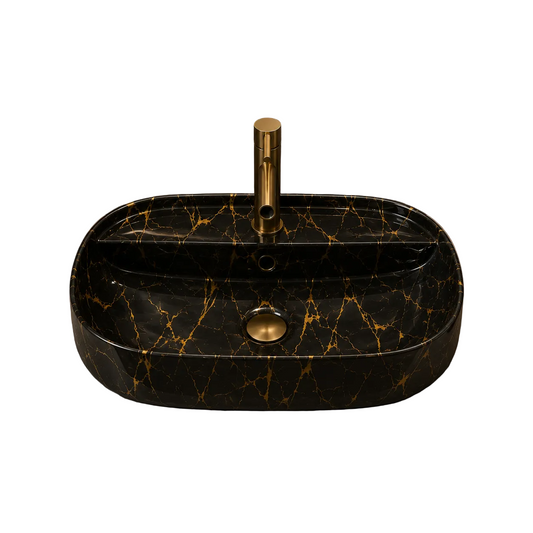 Black and Gold Marble Basin Imported