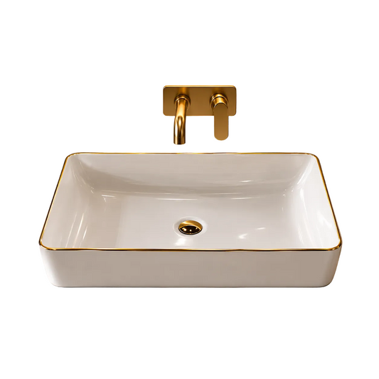 Gold Rimmed Rectangular Basin Imported