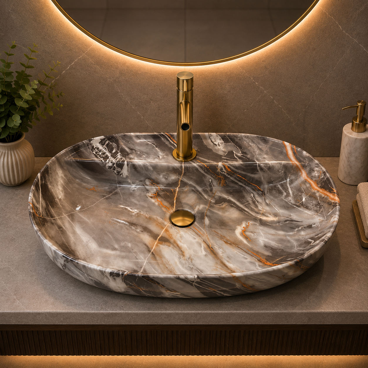 Smoky Marble Tabletop Basin Imported