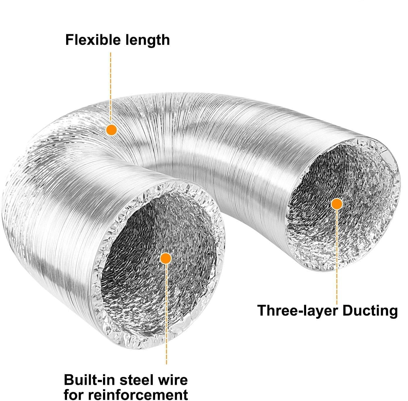 Hood Aluminum Flexible Pipe 6 In