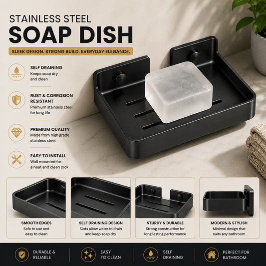 BLACK STAINLESS STEEL SOAP DISH