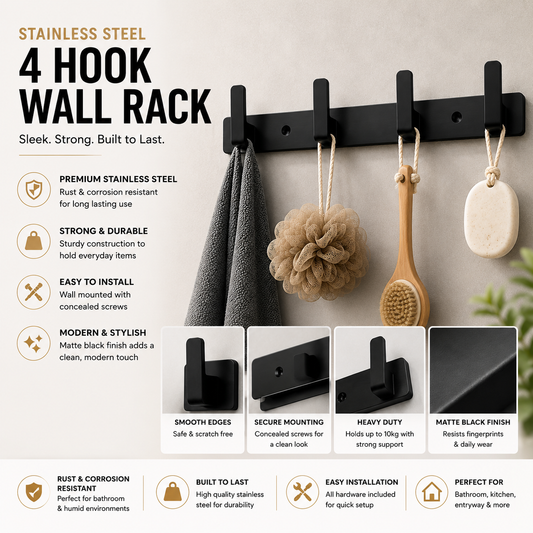 Wall 4 Hook Rack