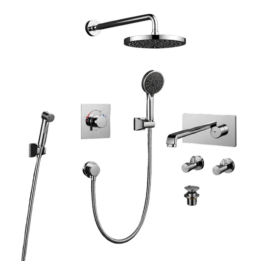 Ruman Sanitary Fittings PORTA HD 848 CP concealed shower set with modern bathroom fixtures and chrome finish.