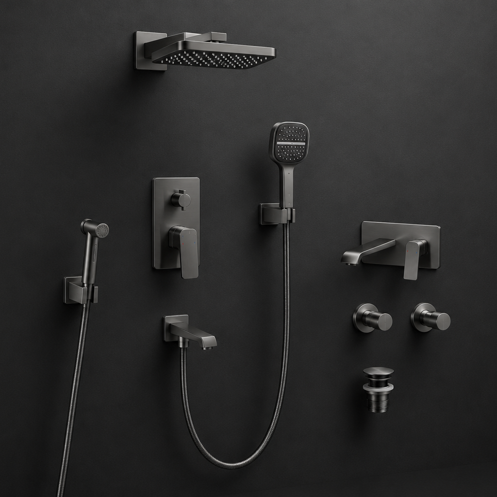 PORTA HD Gun Metal 8001 | Concealed Shower Set