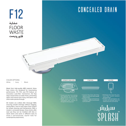 Splash F12 - Floor Waste 4 x 18 (Concealed)