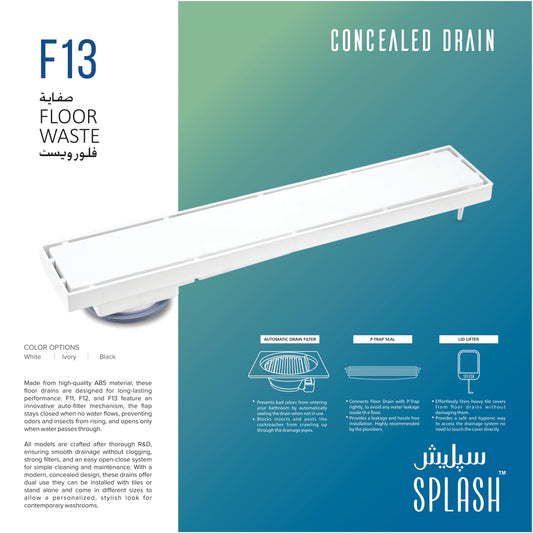 Splash F13 - Floor Waste 4 x 24 (Concealed)