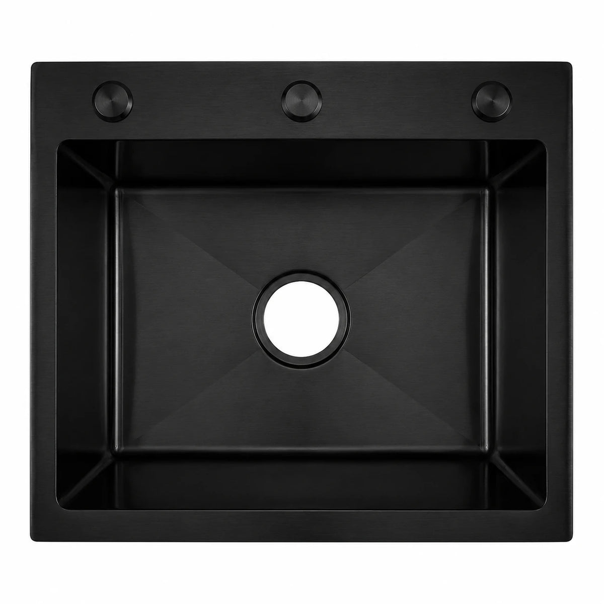 Single Basin Black Stainless Steel Kitchen Sink with Triple Deck Holes and X-Groove Drainage – Brushed Satin Finish | Hijazi Electric and Sanitary