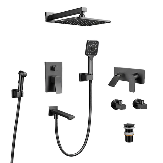 Concealed shower set in gun metal finish from PORTA HD 835 by Ruman Sanitary Fittings, featuring modern bathroom fixtures.