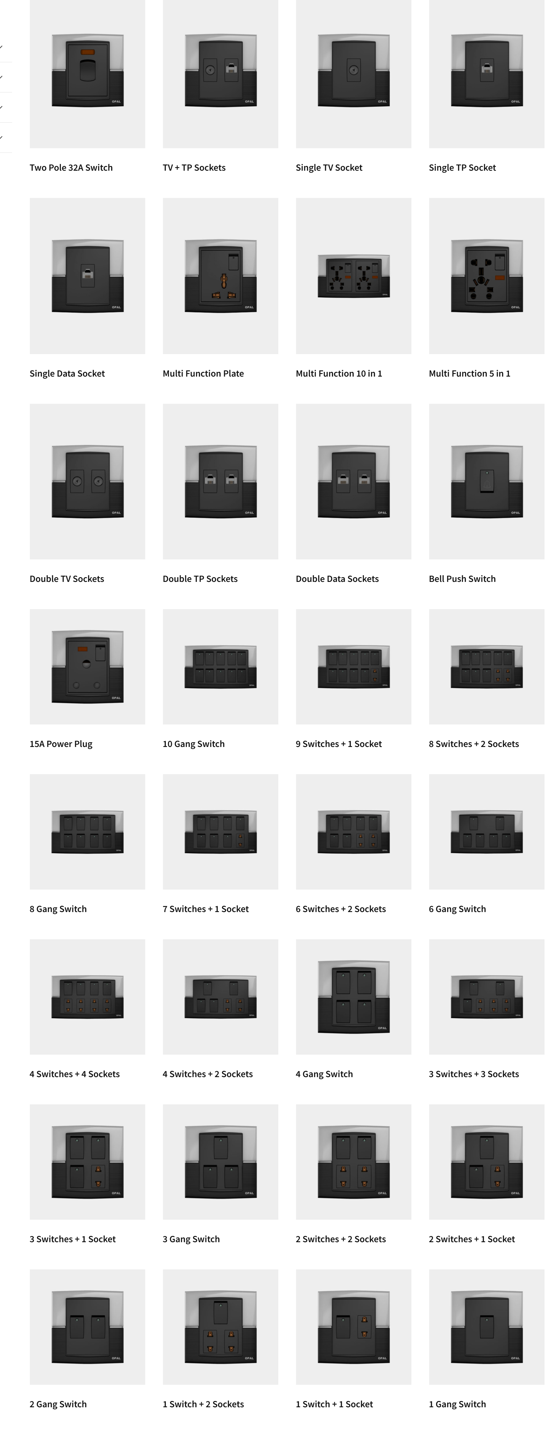 OPAL SWITCHES- B&W SERIES